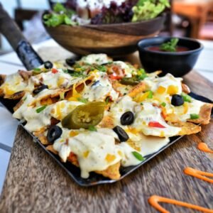 a pizza with vegetables and cheese