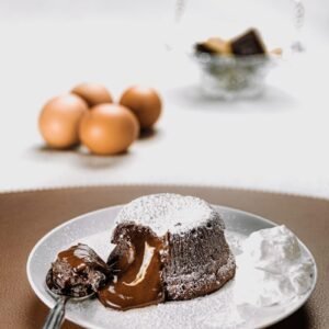chocolate cake on white ceramic plate